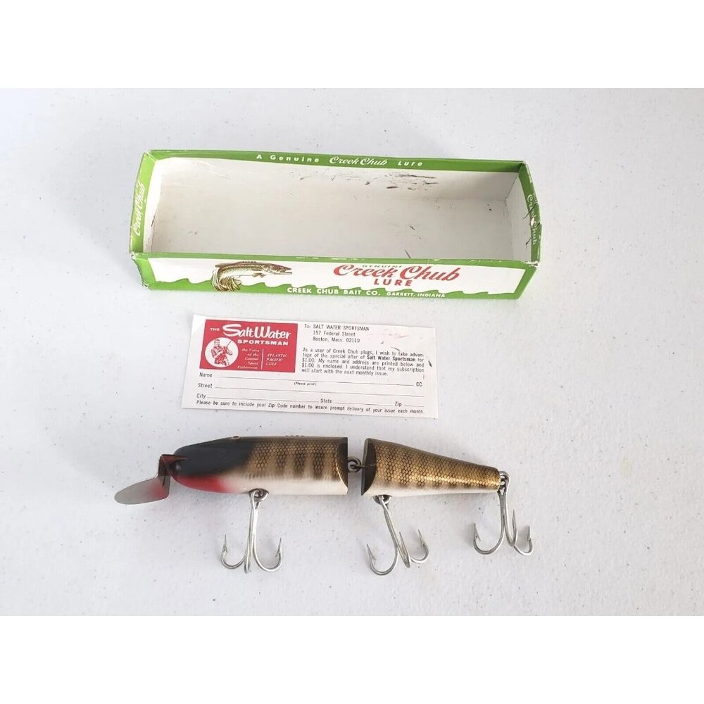 Vintage Creek Chub Vintage Jointed Husky Pikie 3000 Fishing Lure w/Papers + Box